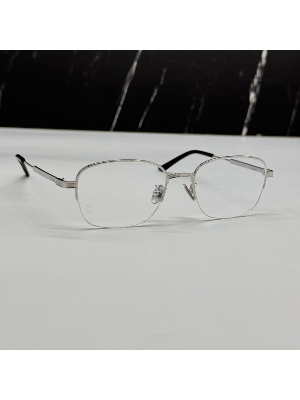NWT Cartier Silver Titanium Unisex Eyeglasses CT0382O 002 Authentic